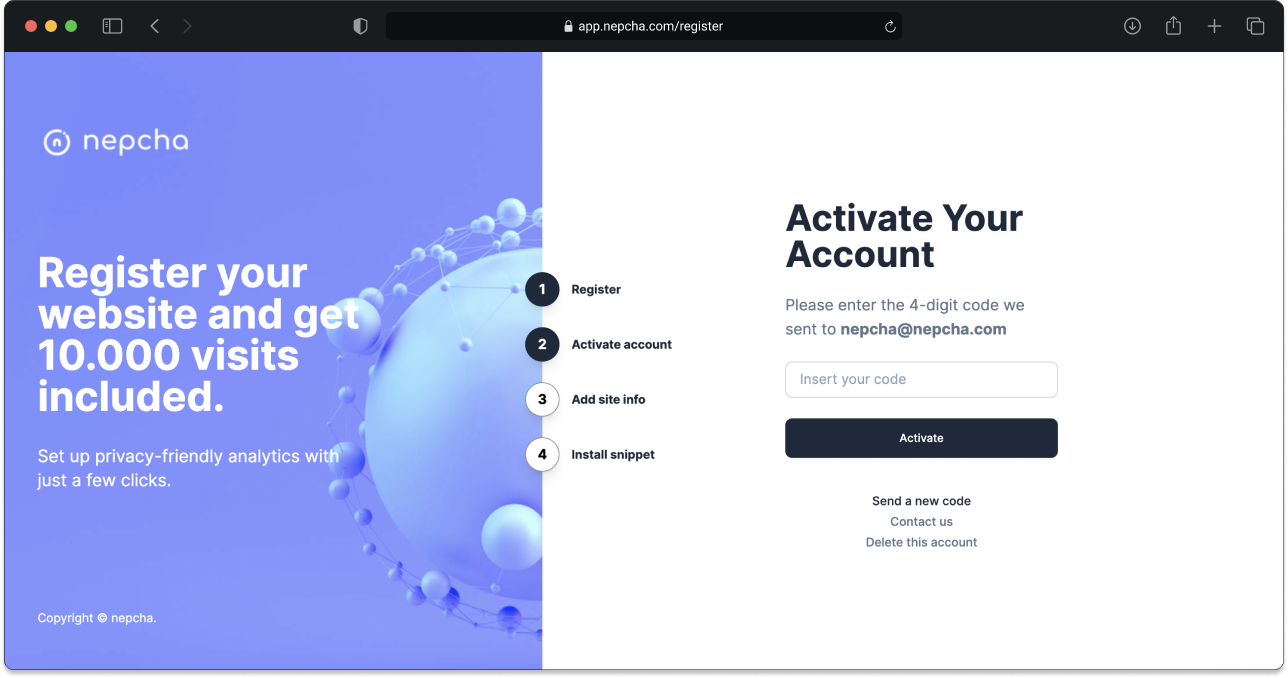 activate account web analytics tool